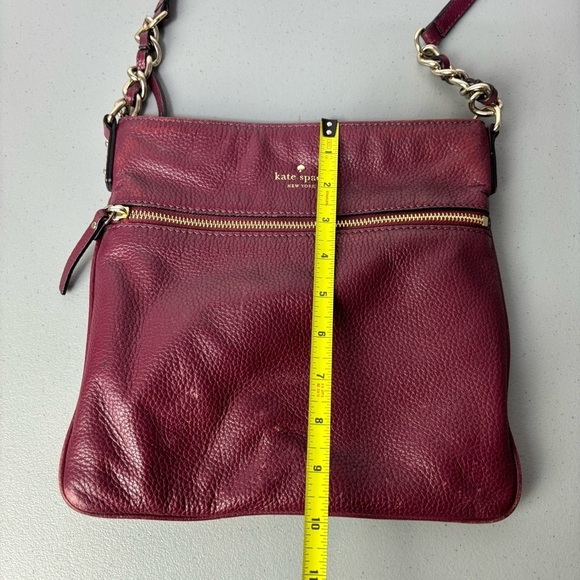 Kate Spade Burgundy Red Pebbled Leather Crossbody Purse Shoulder Bag Zip Closure - Picture 2 of 14